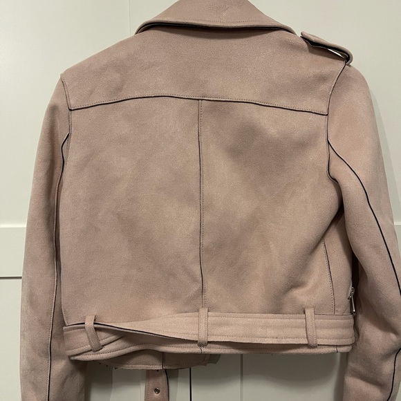 Zara pink faux suede biker jacket - Picture 3 of 6